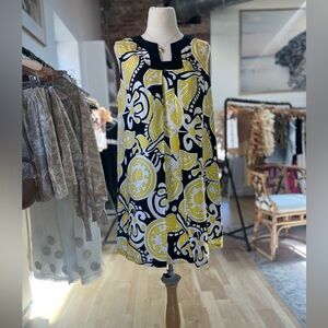 Milly of New York Vintage ✨ Silk Geo Yellow & Black Dress, Size 8 & 10, EUC